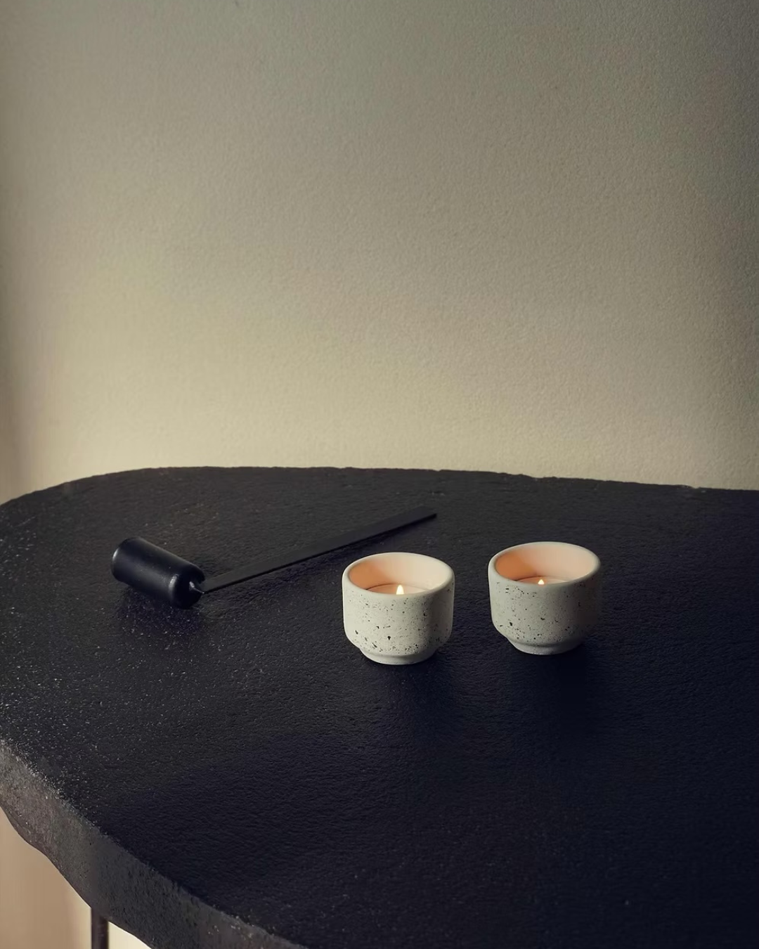 Porta vela de té en concreto - pack de 2