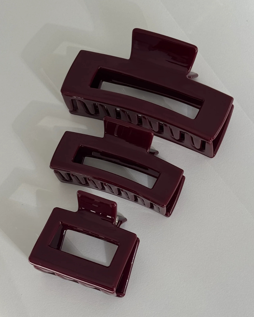 Pinza de pelo Tinto — Pinza de acetato rectangular burdeos |