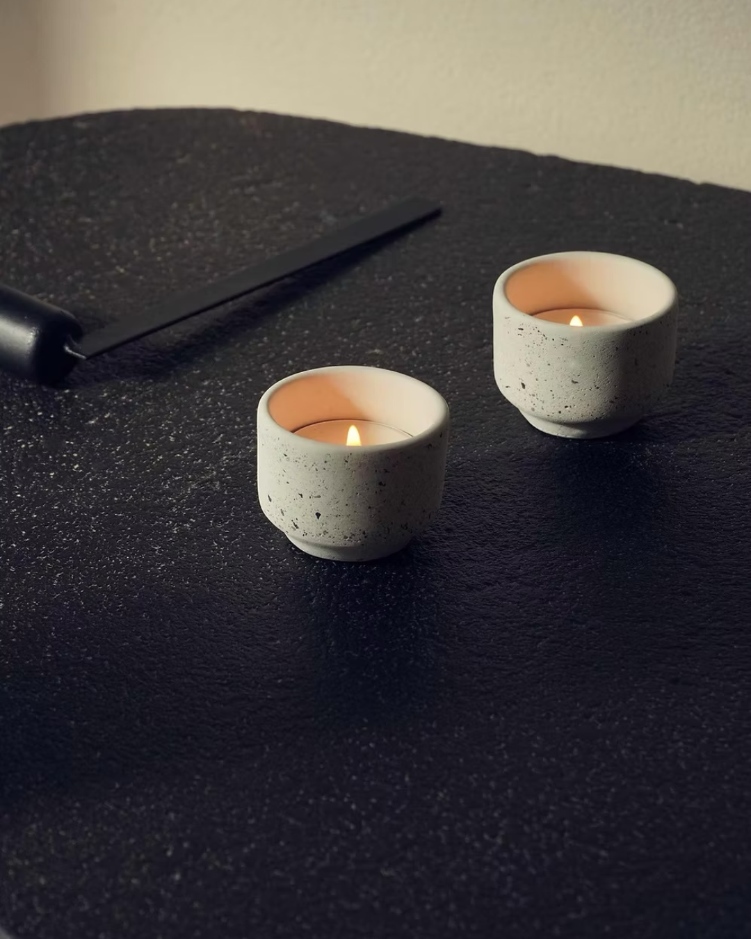 Porta vela de té en concreto - pack de 2