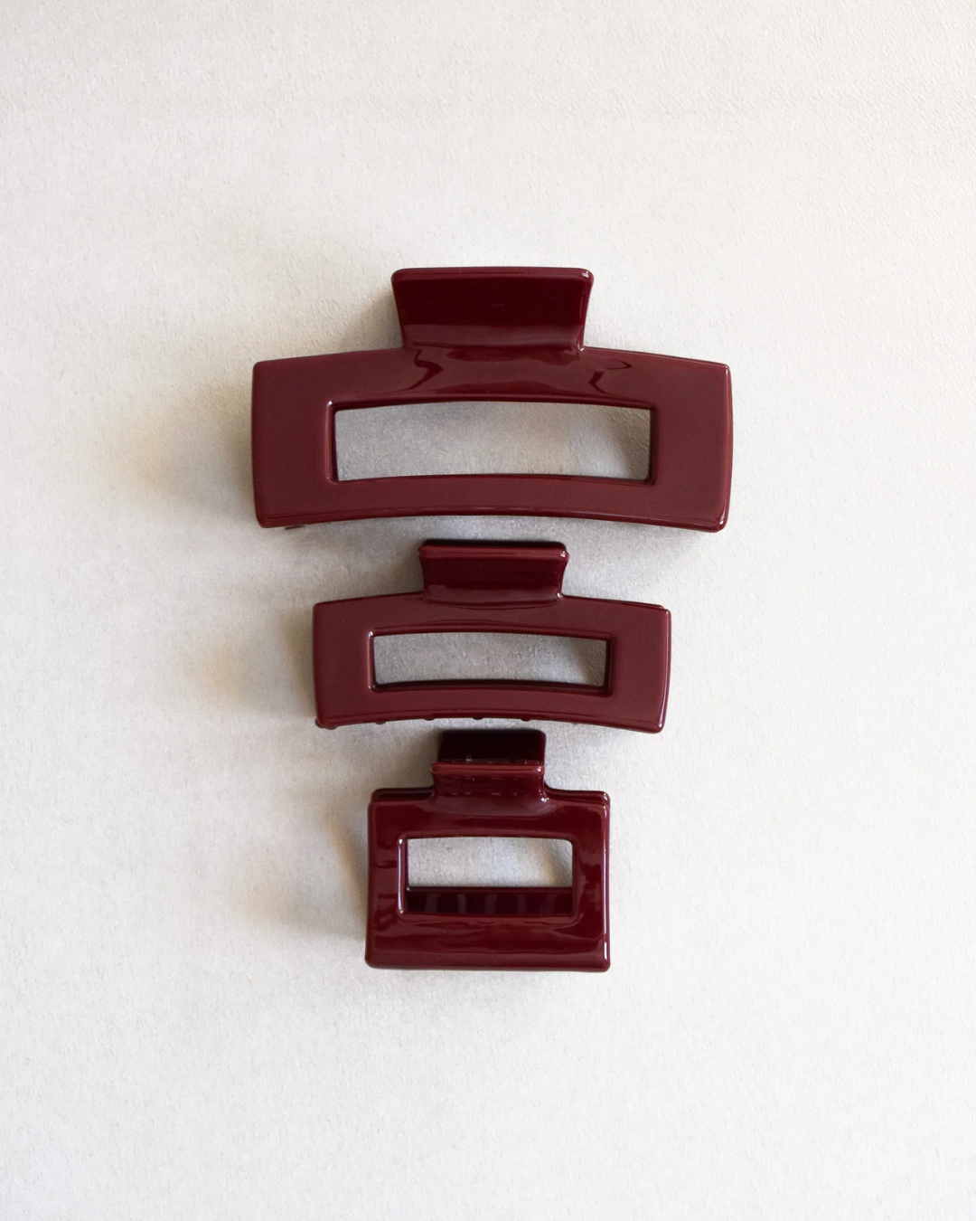 Pinza de pelo Tinto — Pinza de acetato rectangular burdeos |